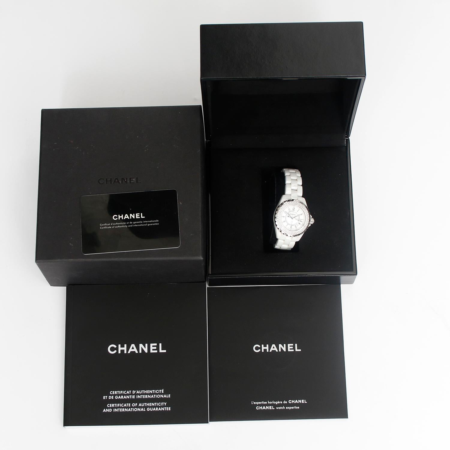 Women's Chanel J12 White Ceramic Diamond Watch H0967