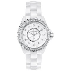 Chanel J12 Montre Femme Céramique Blanche et Diamants H3110