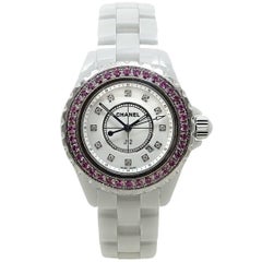 Chanel White J12 with Pink Sapphire Ceramic Watch H1181