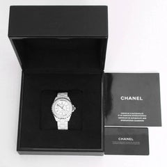 Chanel Weiß Keramik Diamant J12 Automatik-Armbanduhr Ref H0969 mit Diamanten