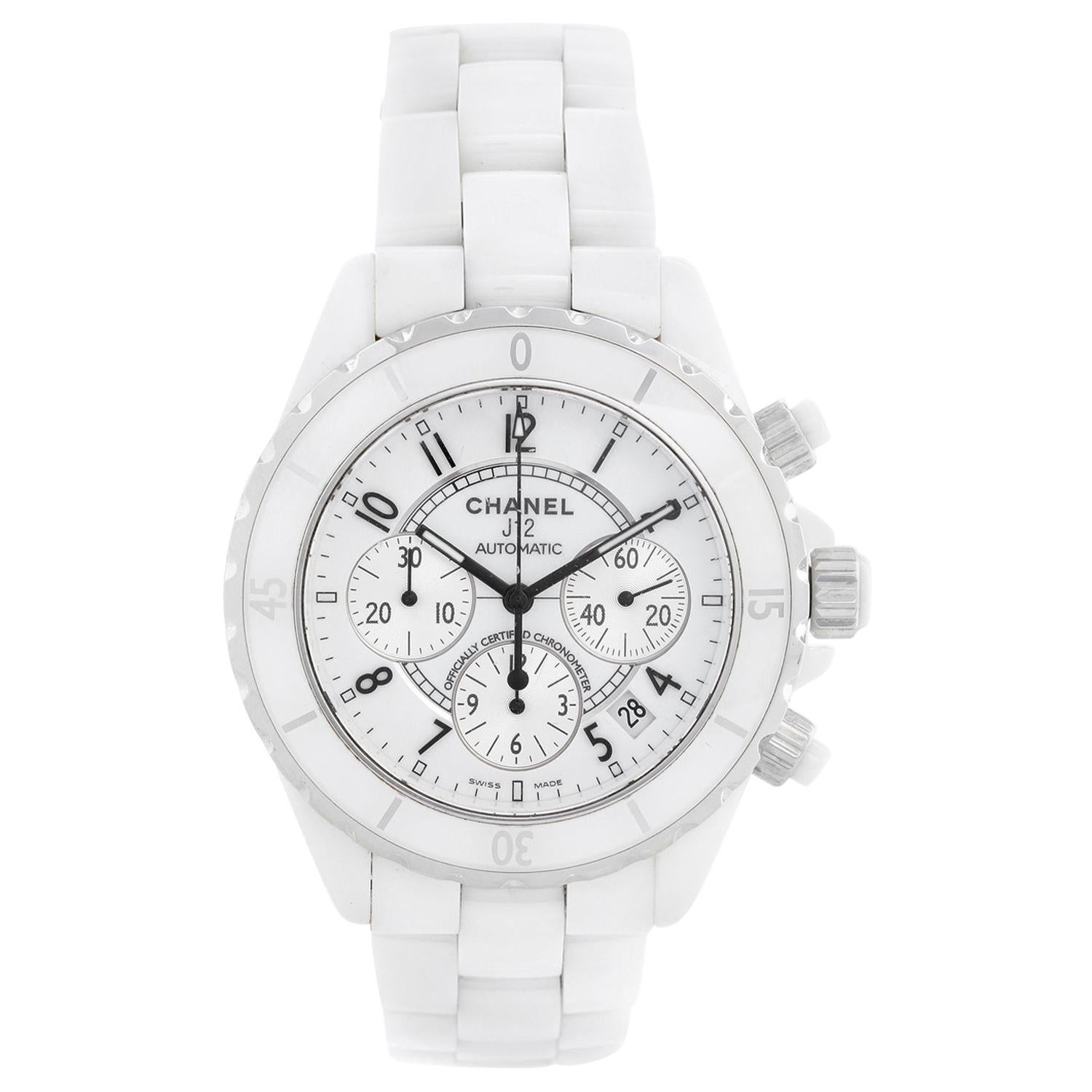 Chanel J12 White Ceramic Chronograph Watch H1007