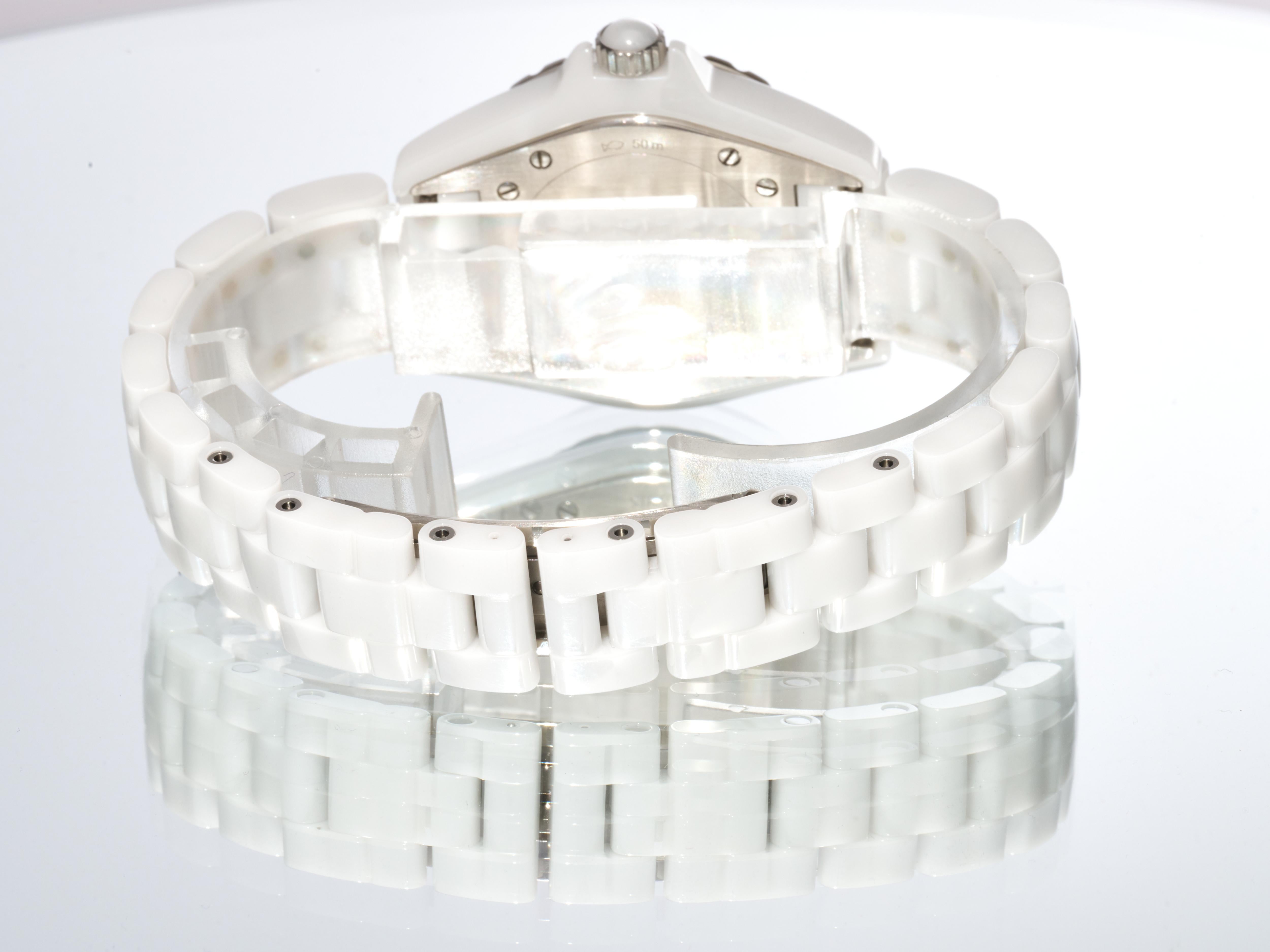 Chanel J12 White Ceramic Diamond Bezel 33mm H3110 Quartz Box Papers For Sale 8