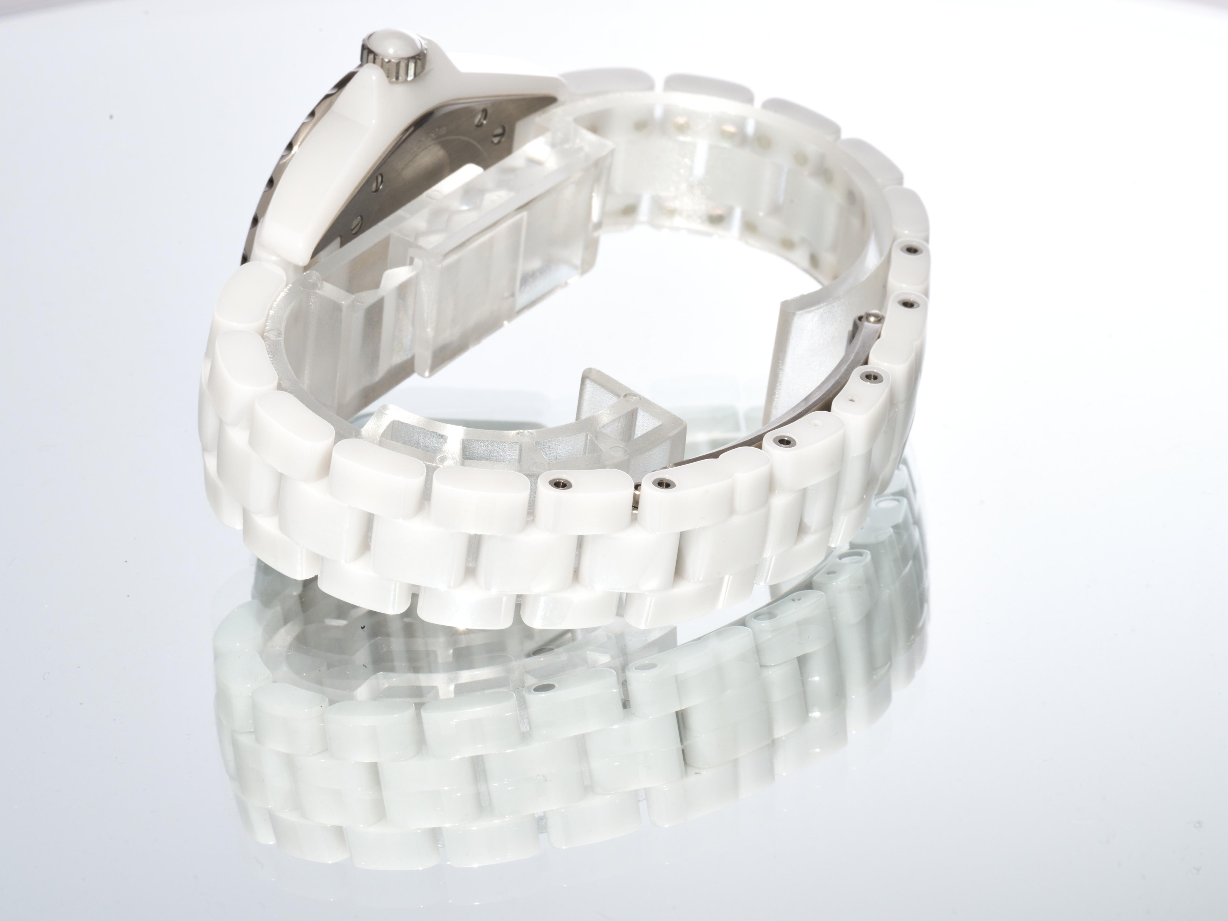 Chanel J12 White Ceramic Diamond Bezel 33mm H3110 Quartz Box Papers For Sale 10