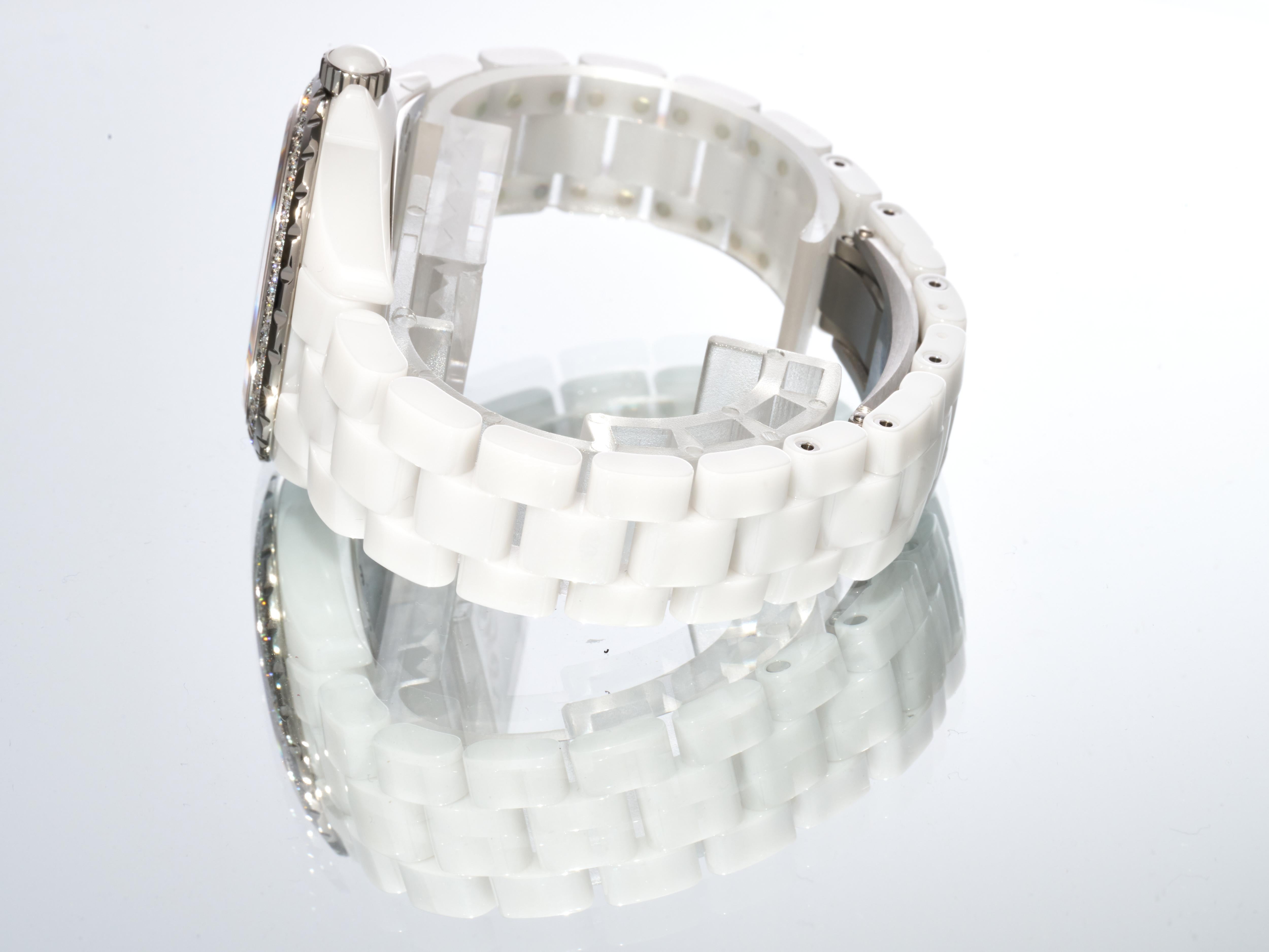 Chanel J12 White Ceramic Diamond Bezel 33mm H3110 Quartz Box Papers For Sale 11