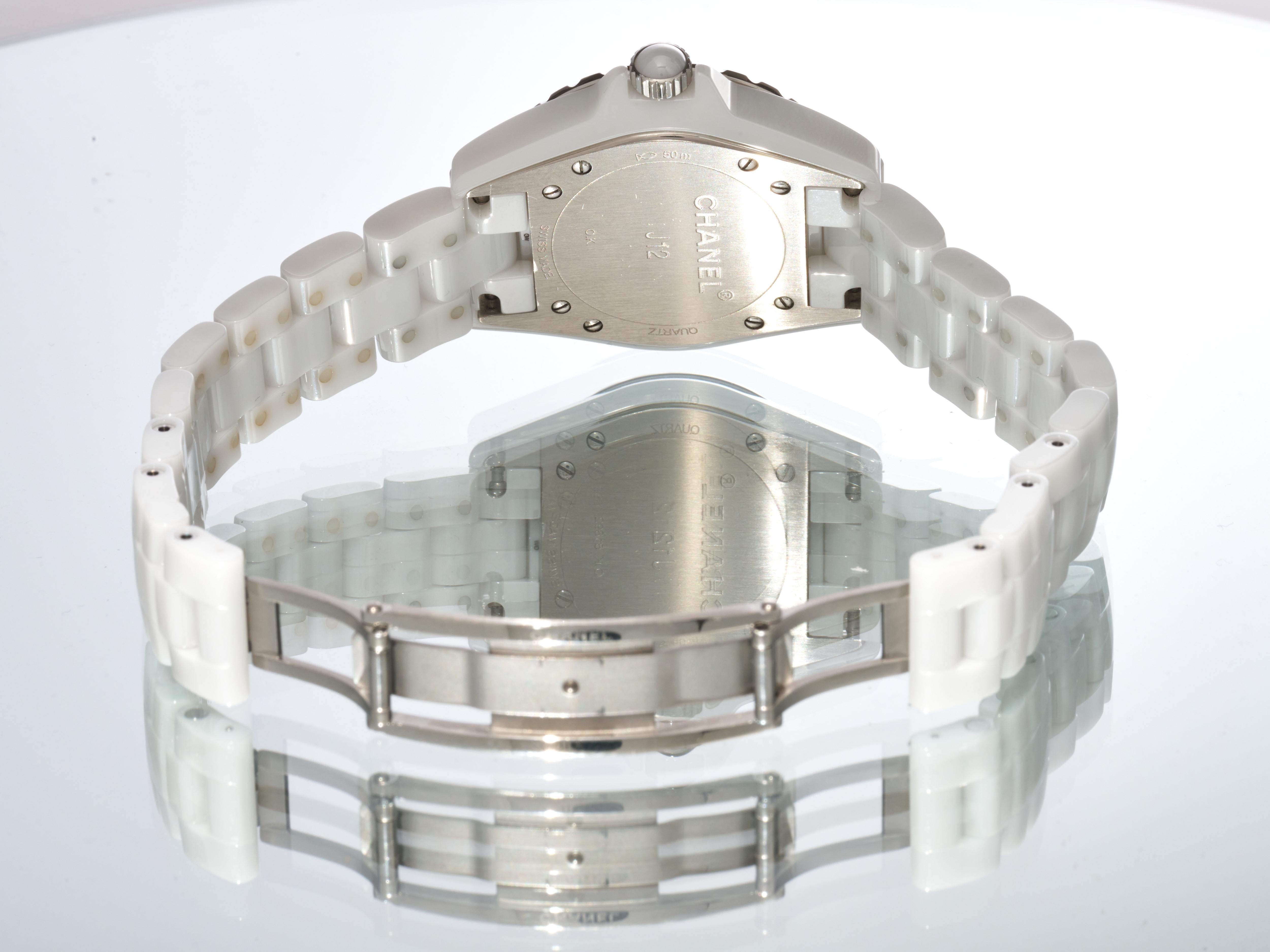 Chanel J12 White Ceramic Diamond Bezel 33mm H3110 Quartz Box Papers For Sale 13