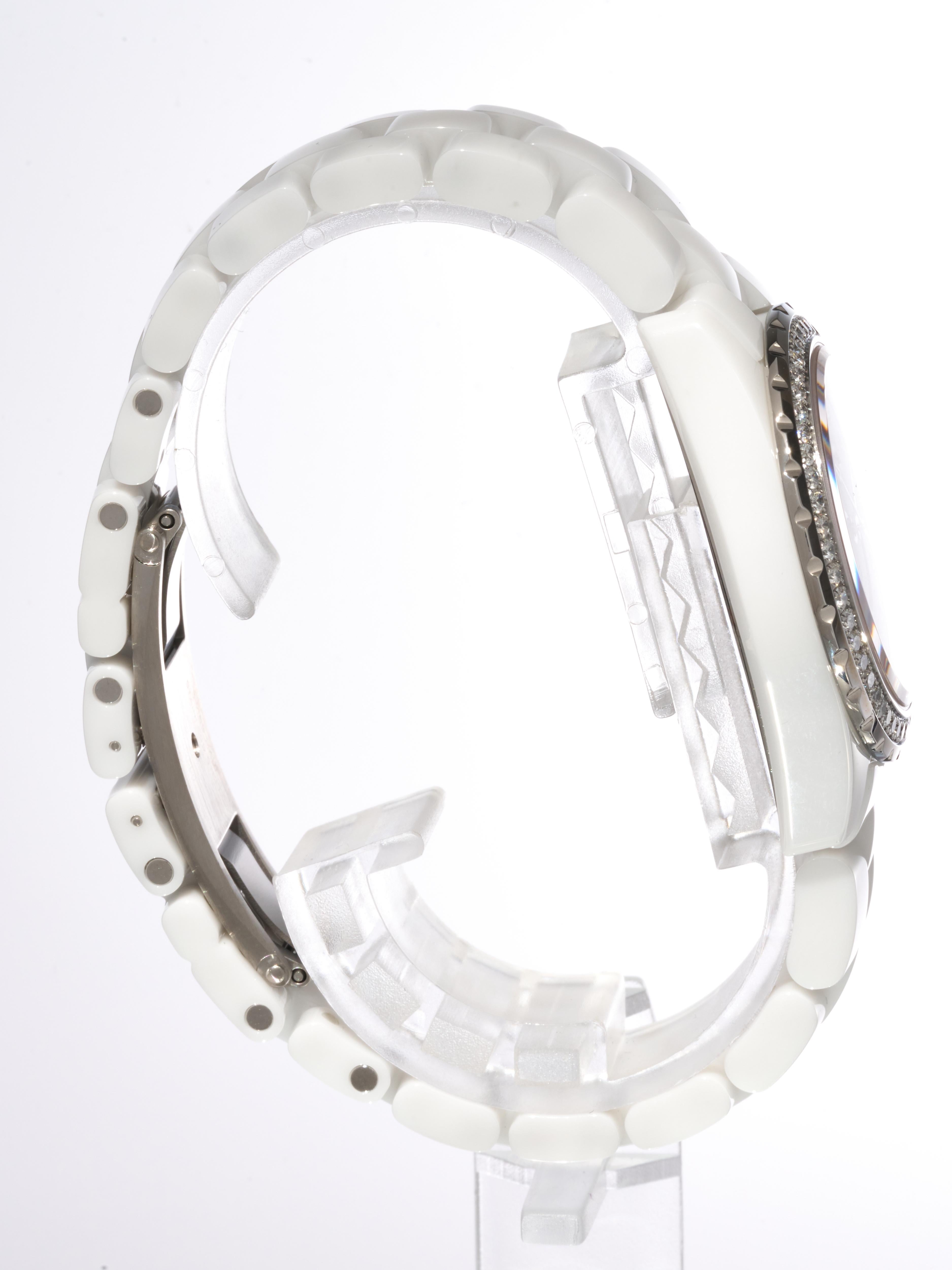 Art Deco Chanel J12 White Ceramic Diamond Bezel 33mm H3110 Quartz Box Papers For Sale