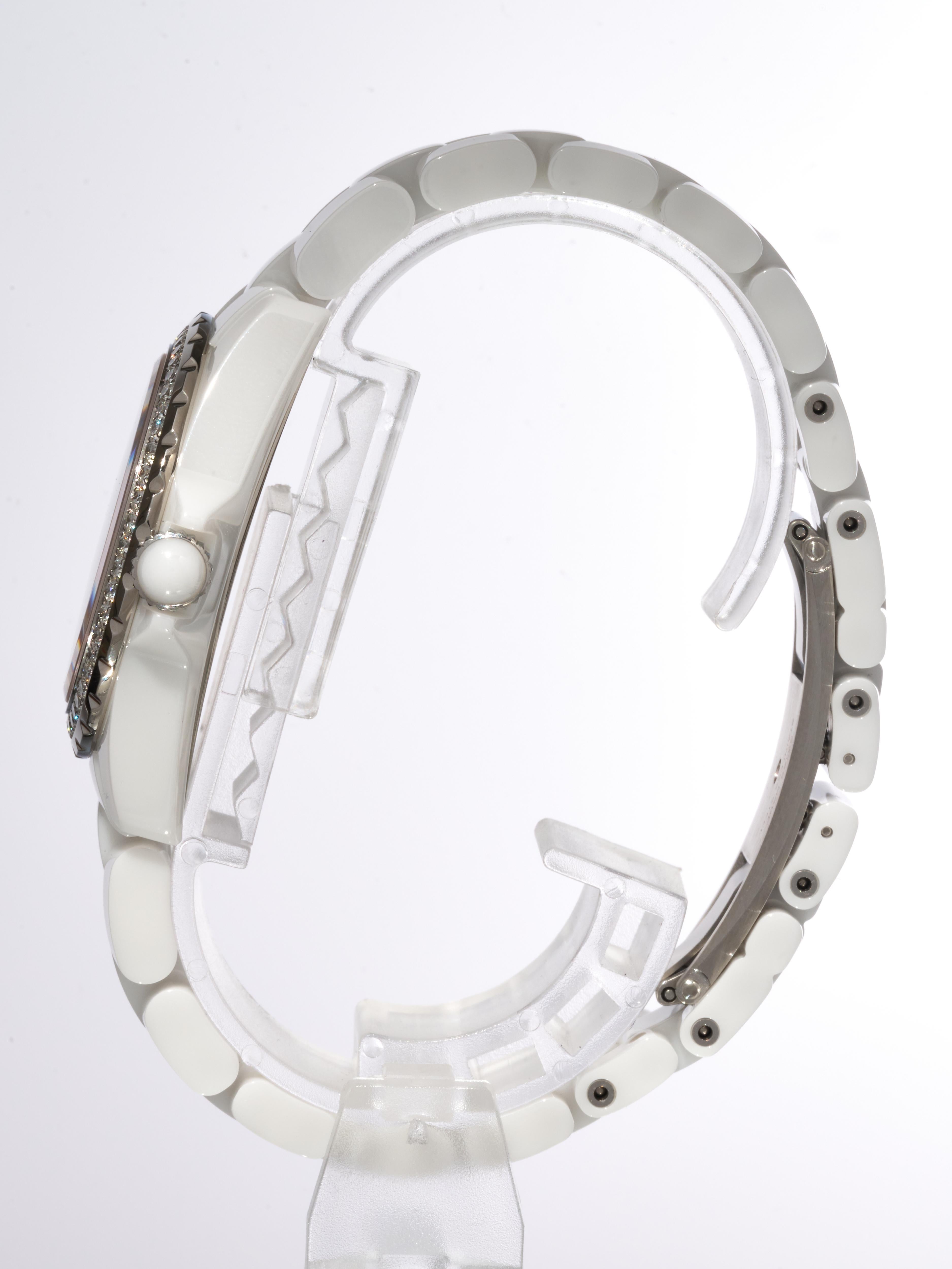 Chanel J12 White Ceramic Diamond Bezel 33mm H3110 Quartz Box Papers For Sale 1
