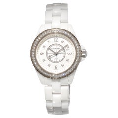 Chanel J12 White Ceramic Diamond Bezel 33mm H3110 Quartz Box Papers