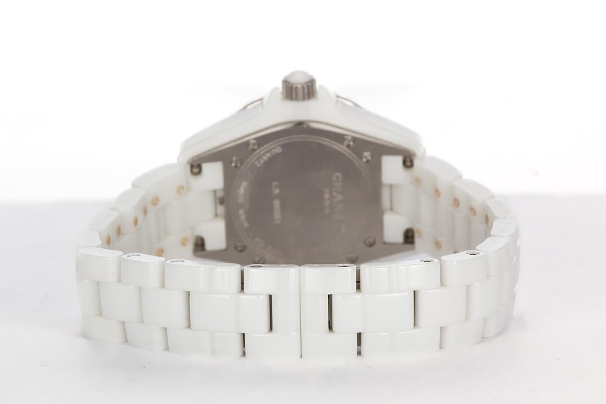 Modern Chanel J12 White Ceramic Diamond Bezel Ladies Quartz Watch H0967 BNP