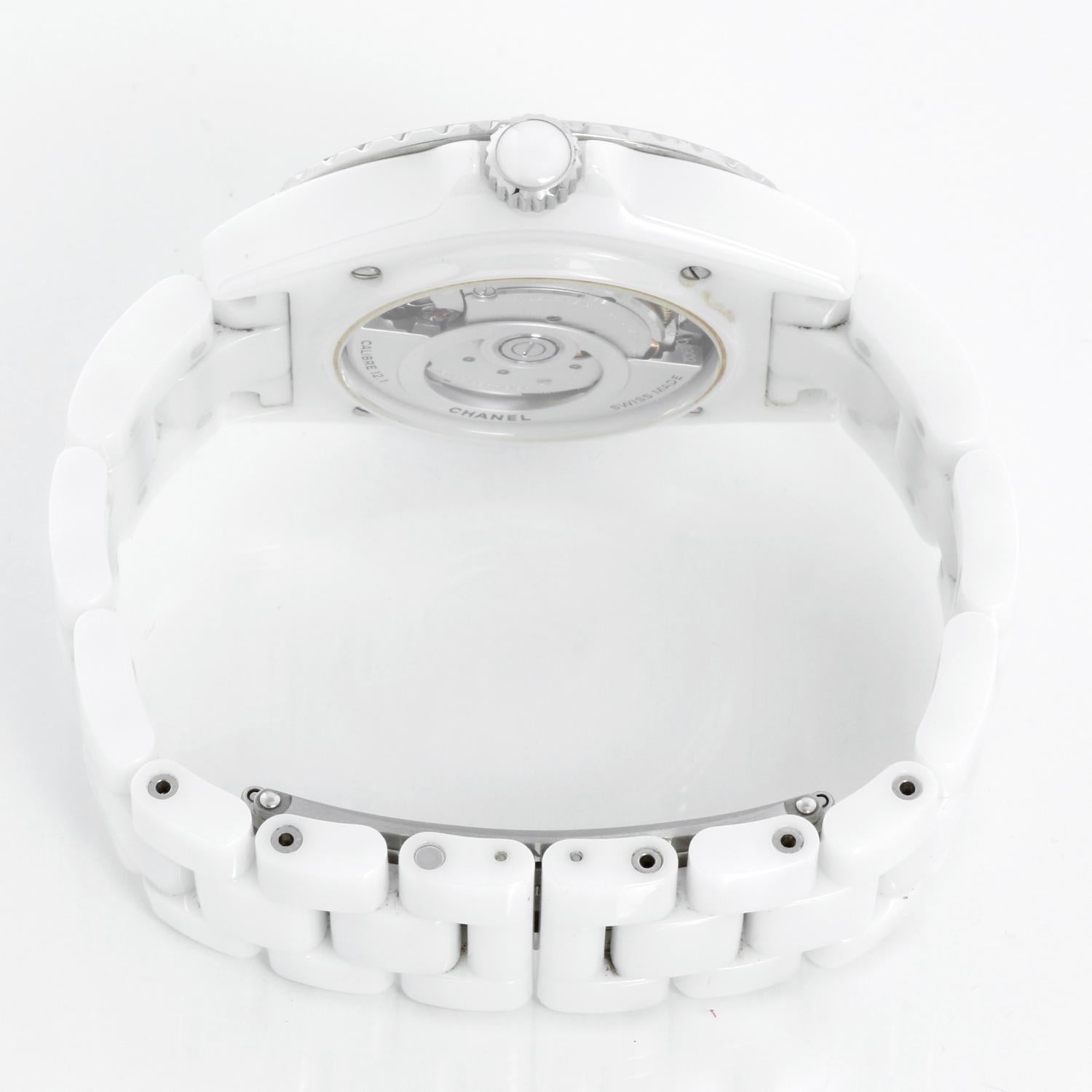 Chanel J12 Weiß Keramik Diamant Lünette Damenuhr H7189 1