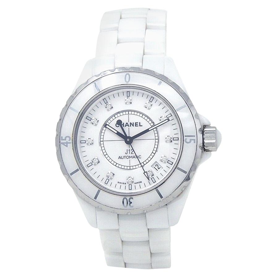 Chanel J12 White Ceramic Watch Automatic H1629 For Sale
