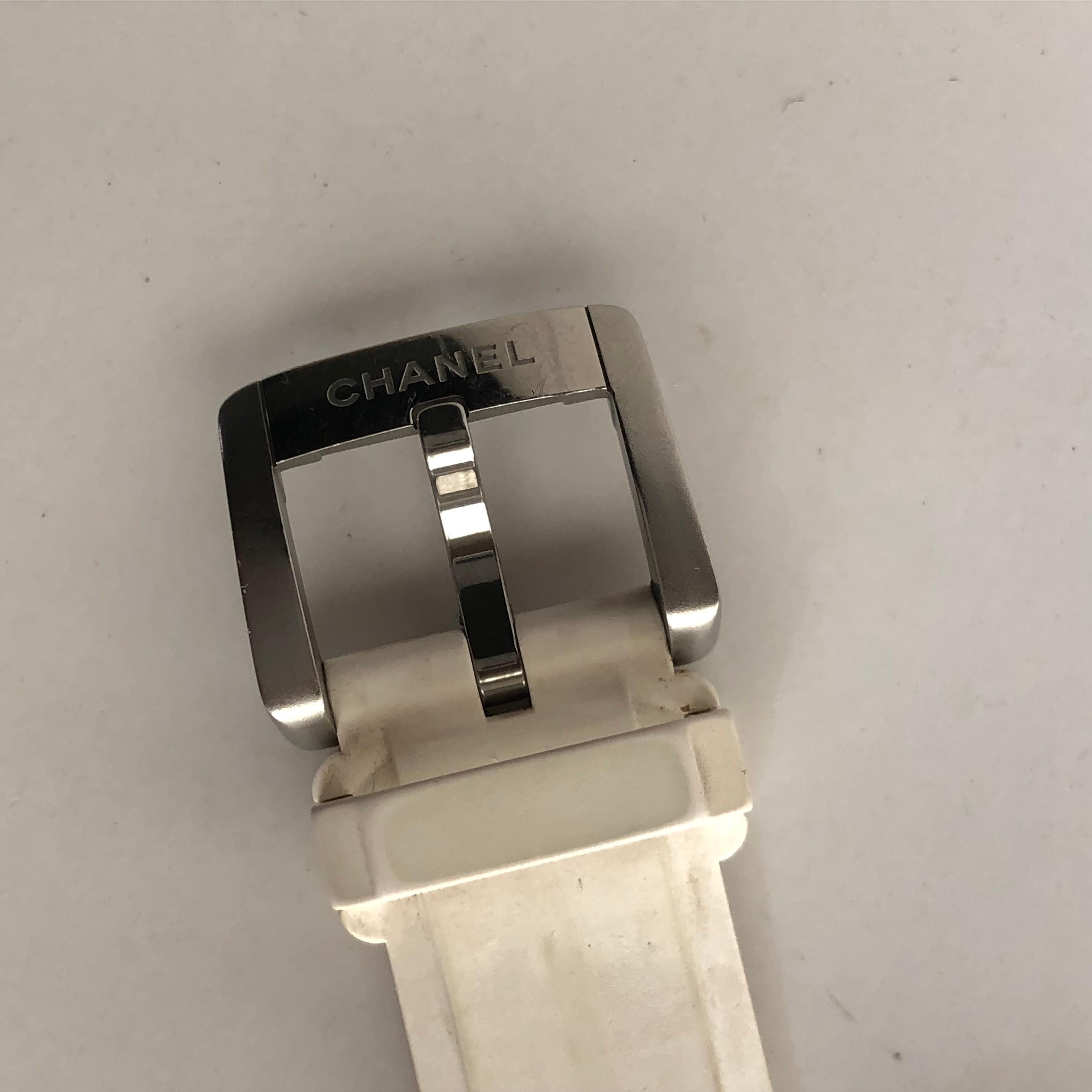 Women's or Men's Chanel J12 White Marine Automatic, White Ceramic Case and Rubber Bracelet Watch