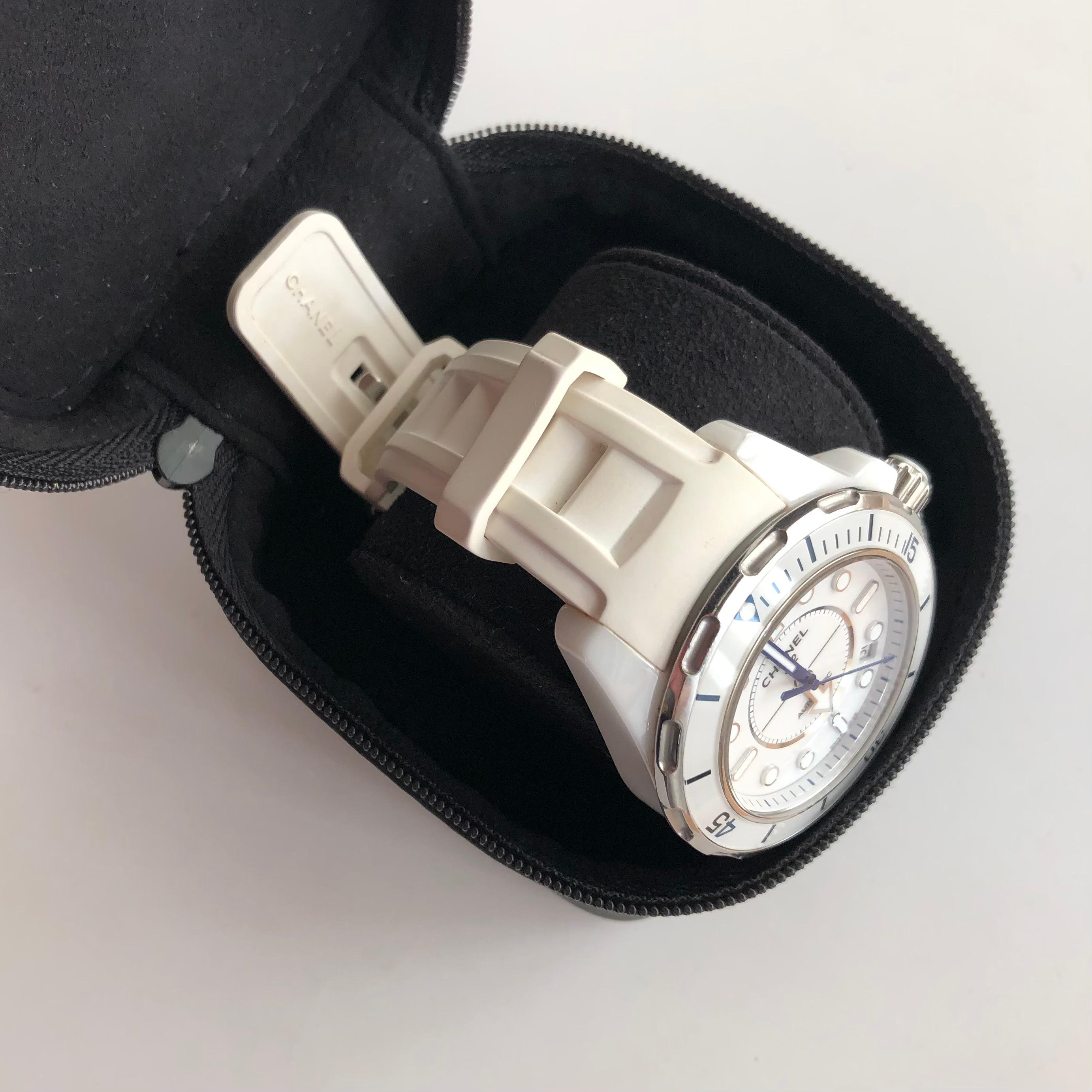 Chanel J12 White Marine Automatic, White Ceramic Case and Rubber Bracelet Watch 1