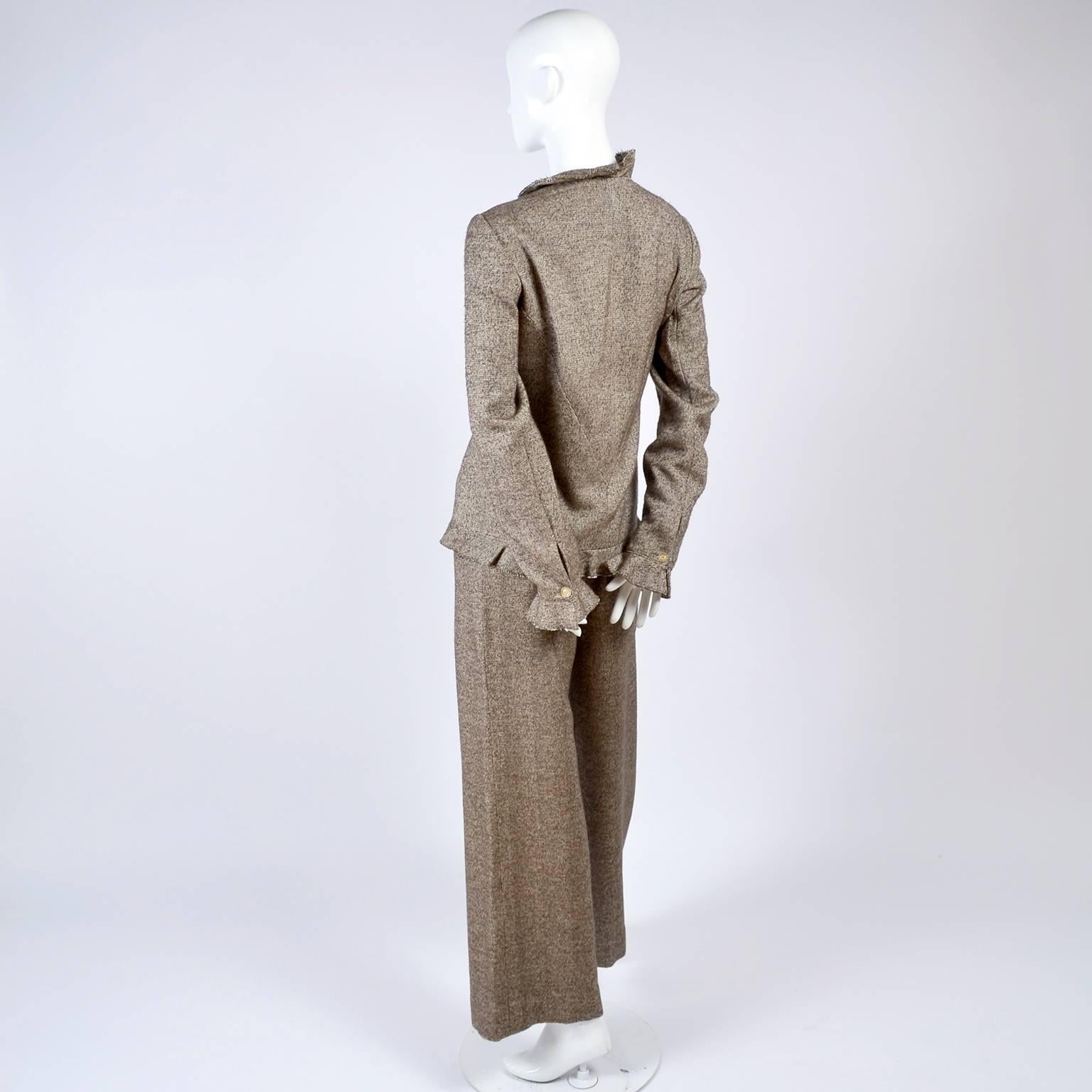 Chanel Jacket & Pants Suit From Autumn 2005 in Silk Alpaca Wool Blend w Ruffles 4