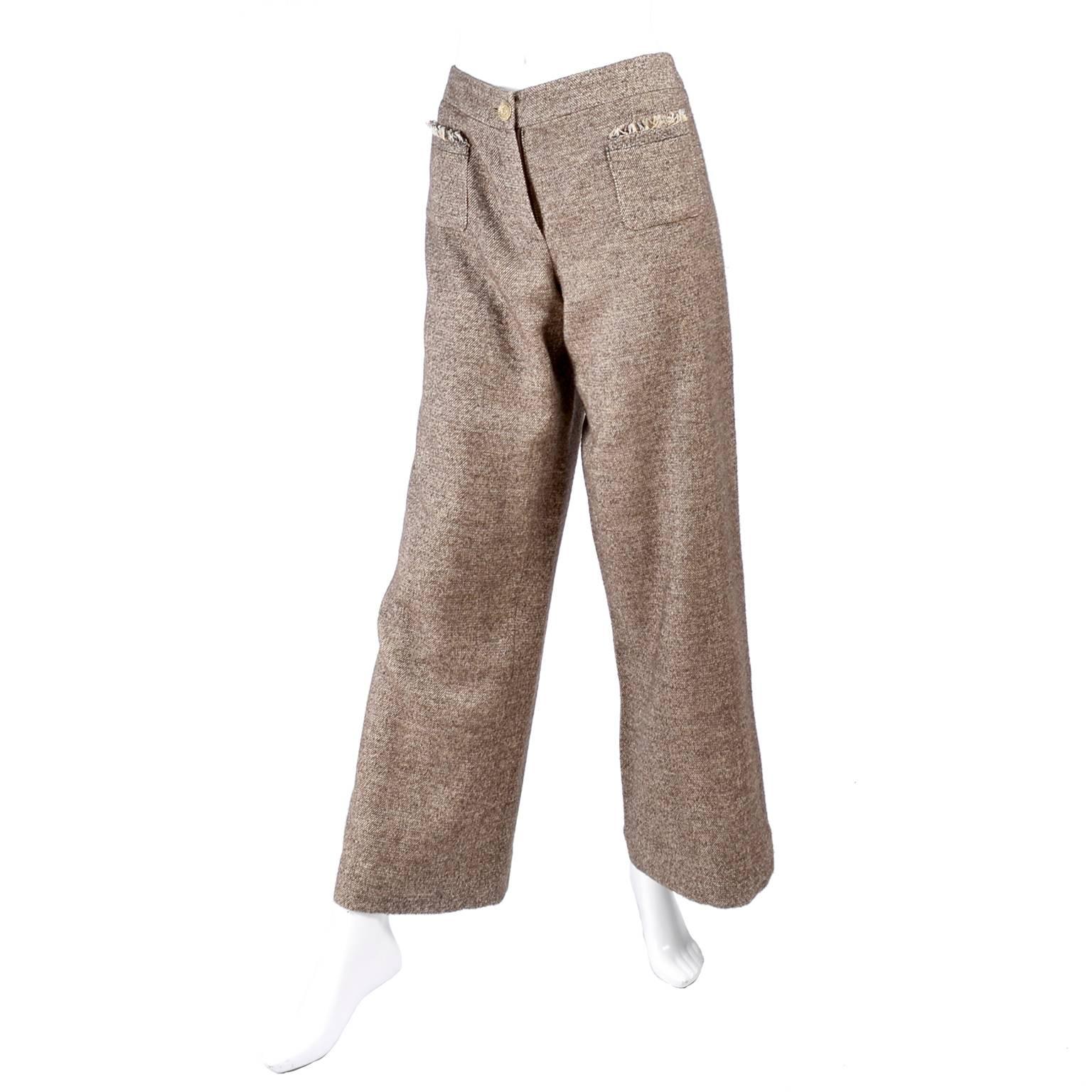 Chanel Jacket & Pants Suit From Autumn 2005 in Silk Alpaca Wool Blend w Ruffles 3