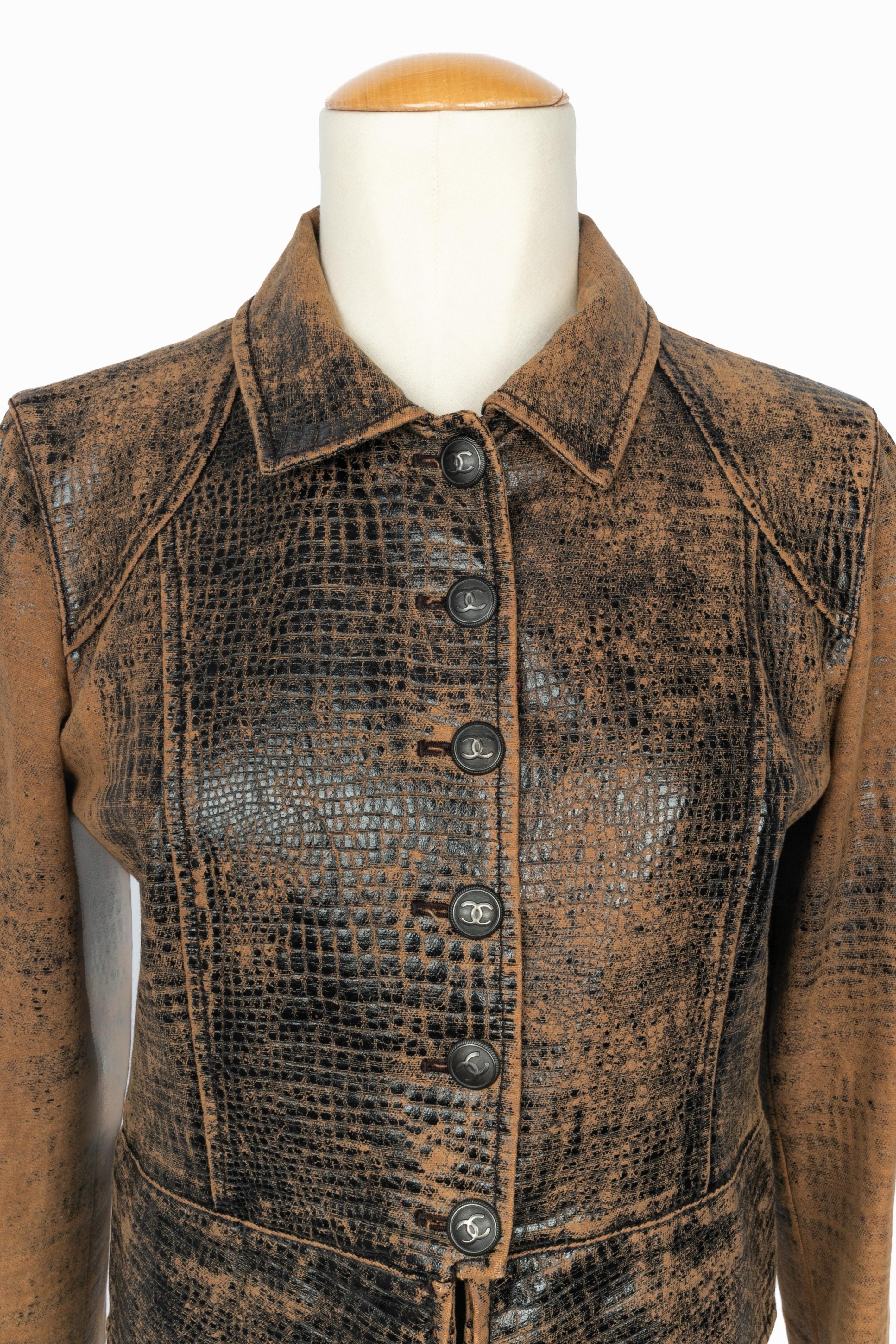 Marron Chanel jacket Autumn 2003 en vente