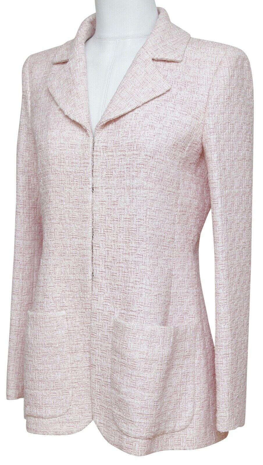 Gray CHANEL Jacket Blazer Coat Tweed Pink Ecru Airline Spring 2016 Sz 38 RUNWAY BNWT
