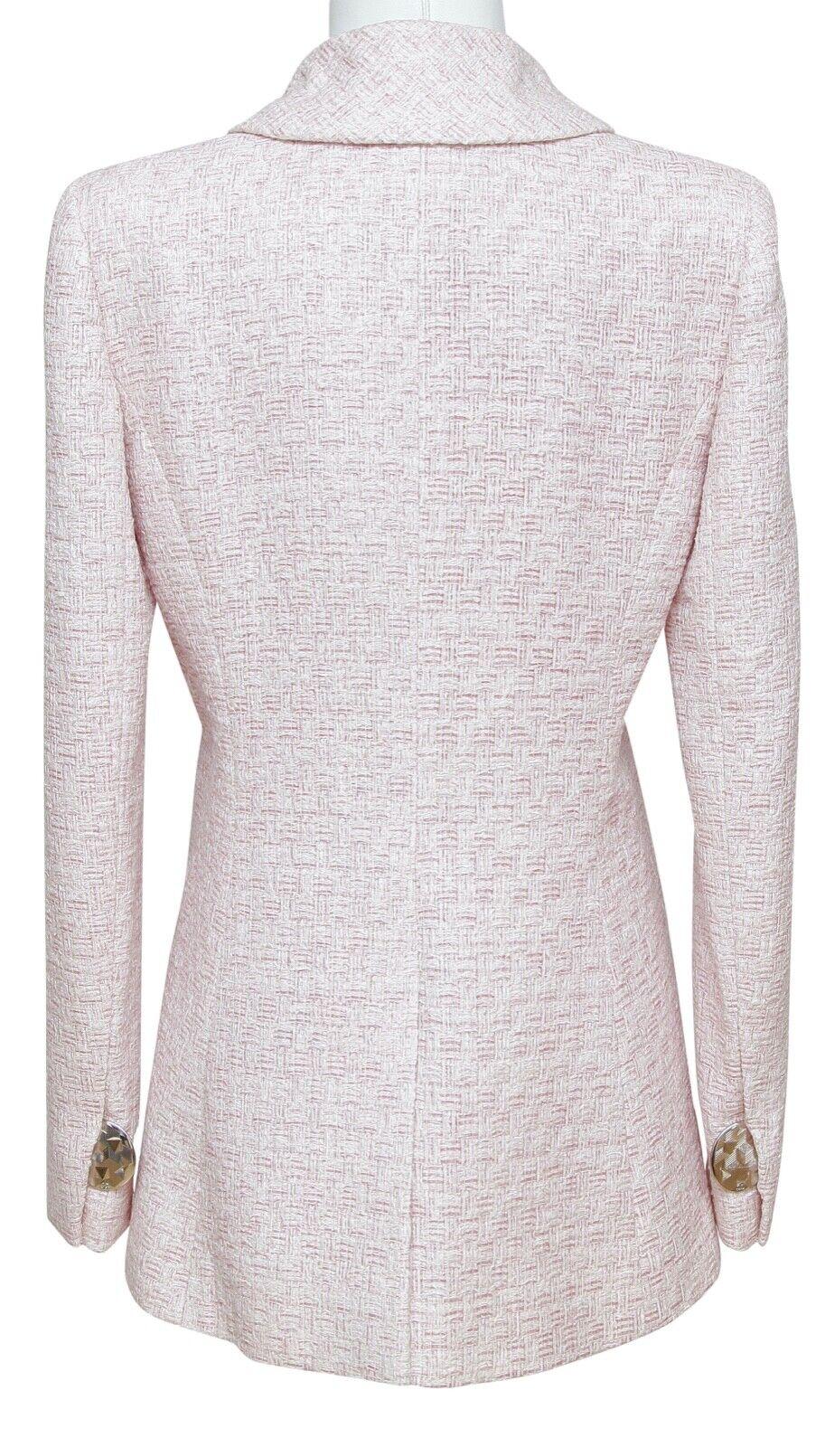 CHANEL Jacket Blazer Coat Tweed Pink Ecru Airline Spring 2016 Sz 38 RUNWAY BNWT 1