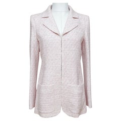 CHANEL Jacket Blazer Coat Tweed Pink Ecru Airline Spring 2016 Sz 38 RUNWAY BNWT