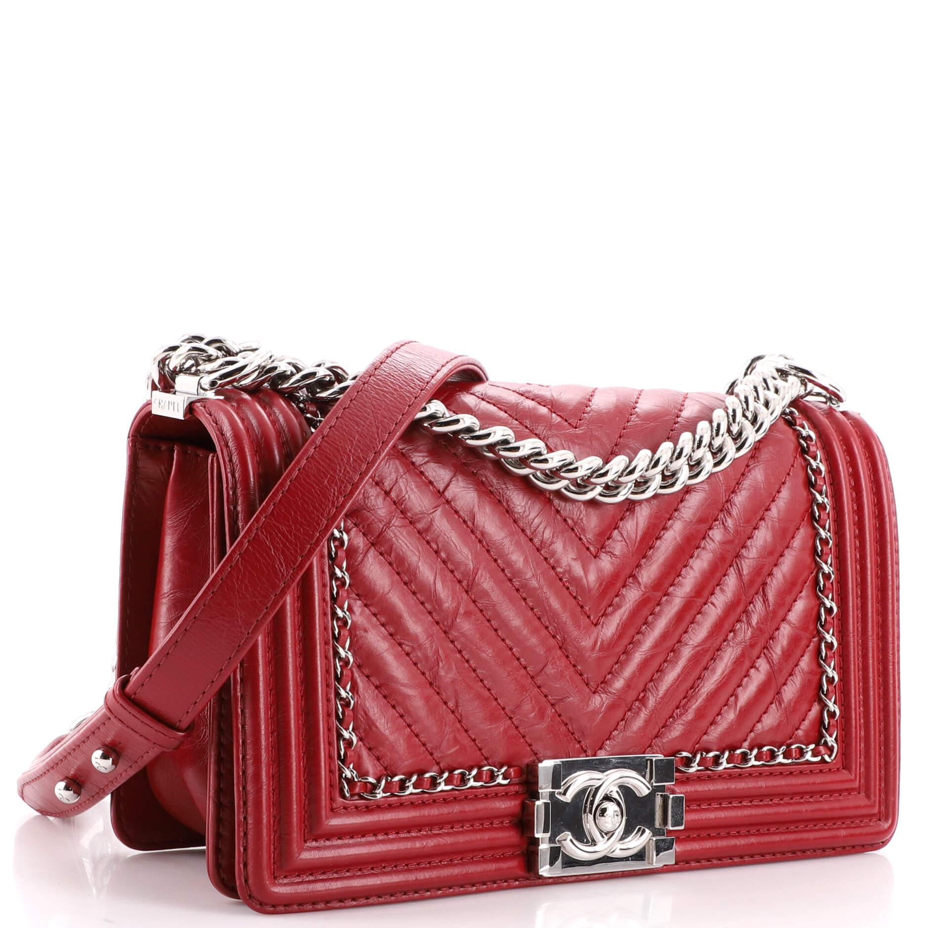 Chanel Jacket Boy Flap Bag Chevron Calfskin Old Medium In Good Condition In NY, NY