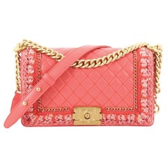 Chanel Jacket Boy Flap Bag Quilted Lambskin with Tweed Old Medium