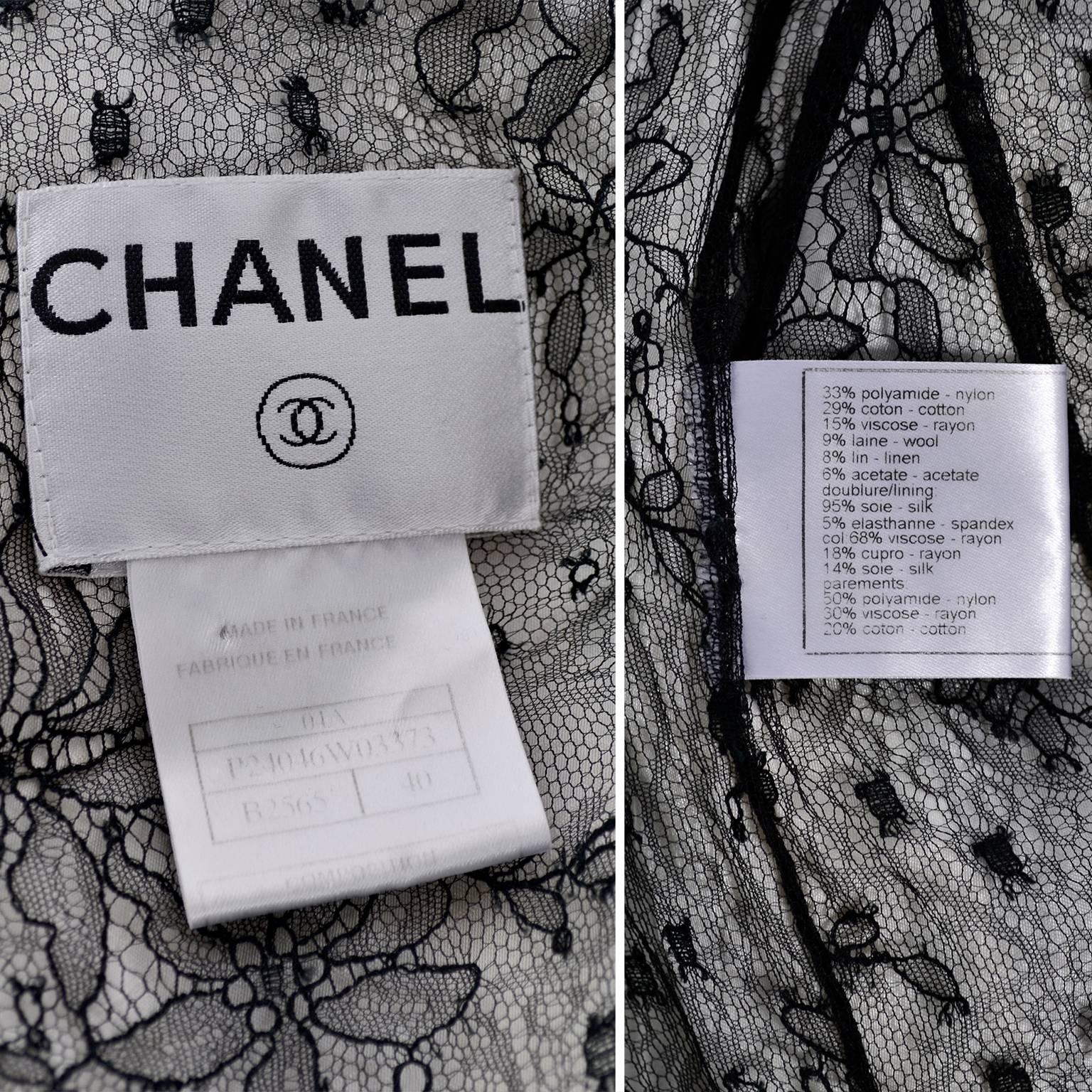 Chanel Jacket in Black & White Lesage Tweed W Lace Lining & Eyelash Trim  2