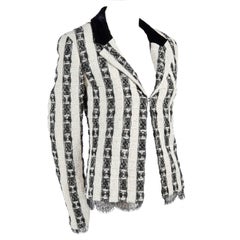 Chanel Jacket in Black & White Lesage Tweed W Lace Lining & Eyelash Trim 