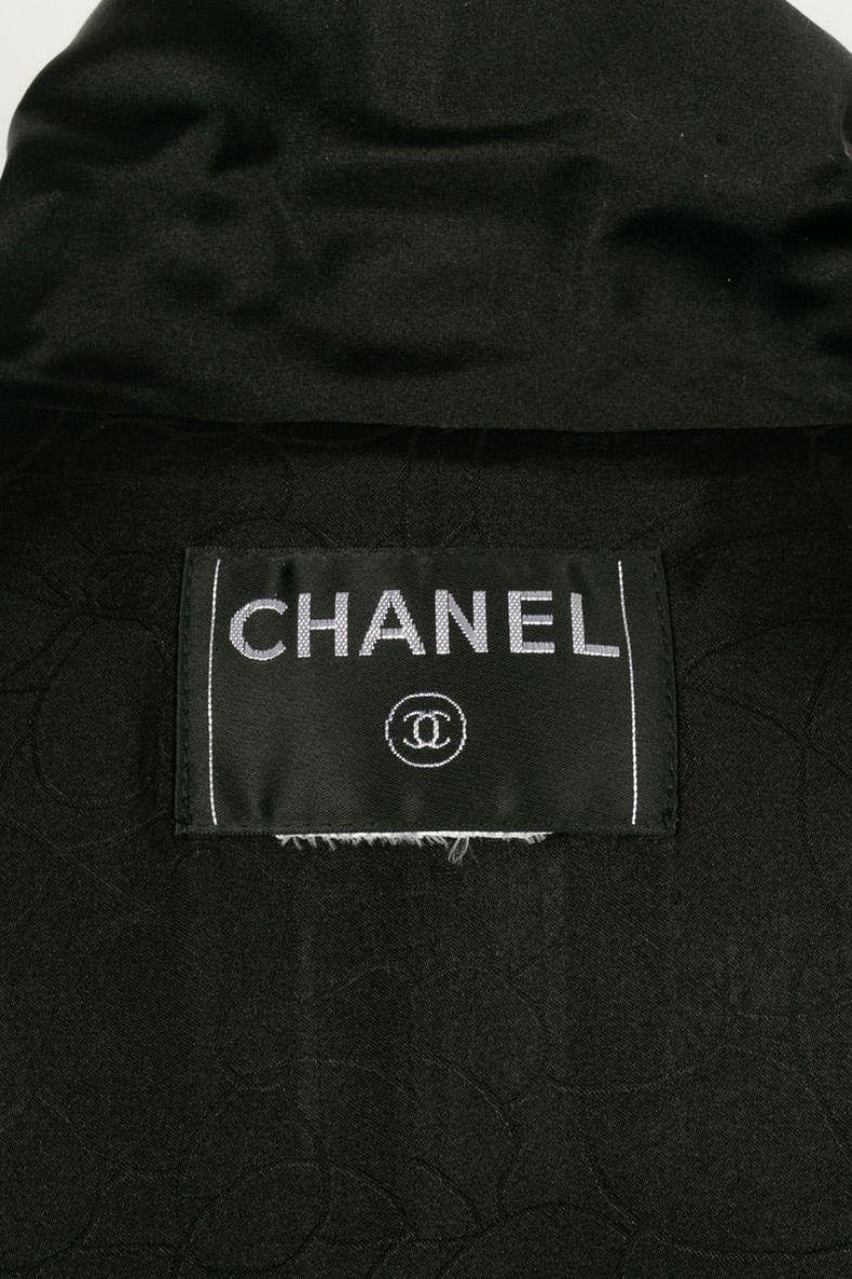 Veste Chanel en brocart de soie noir et Silver en vente 5