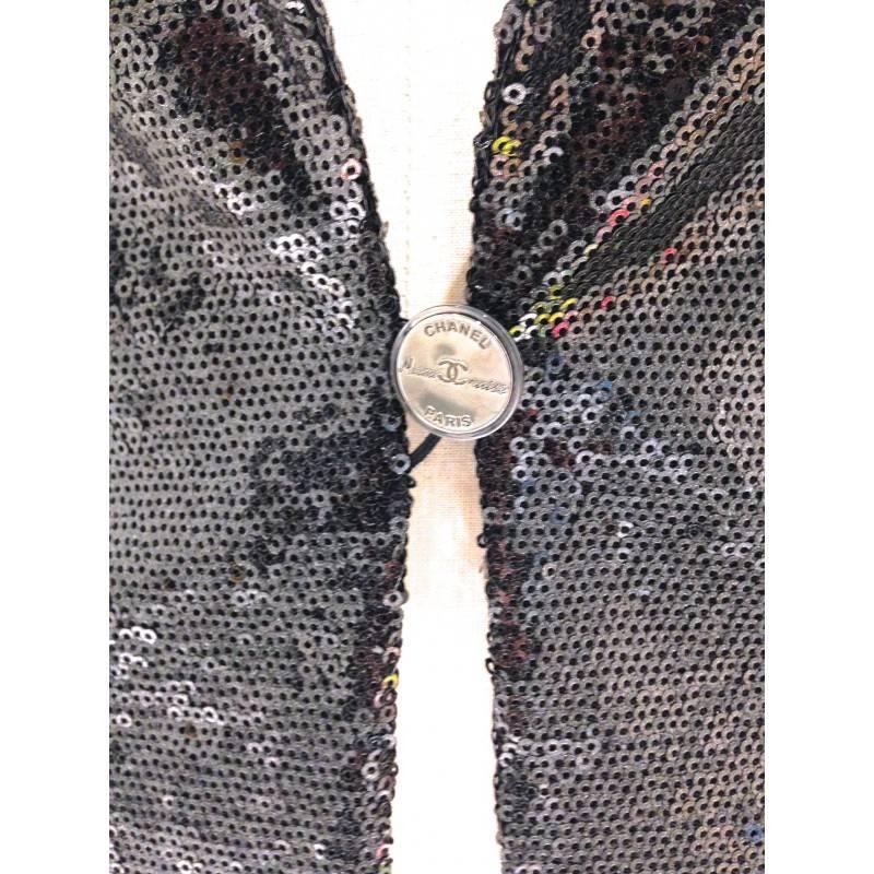 CHANEL Jacket in Black Sequin Size 40FR 1