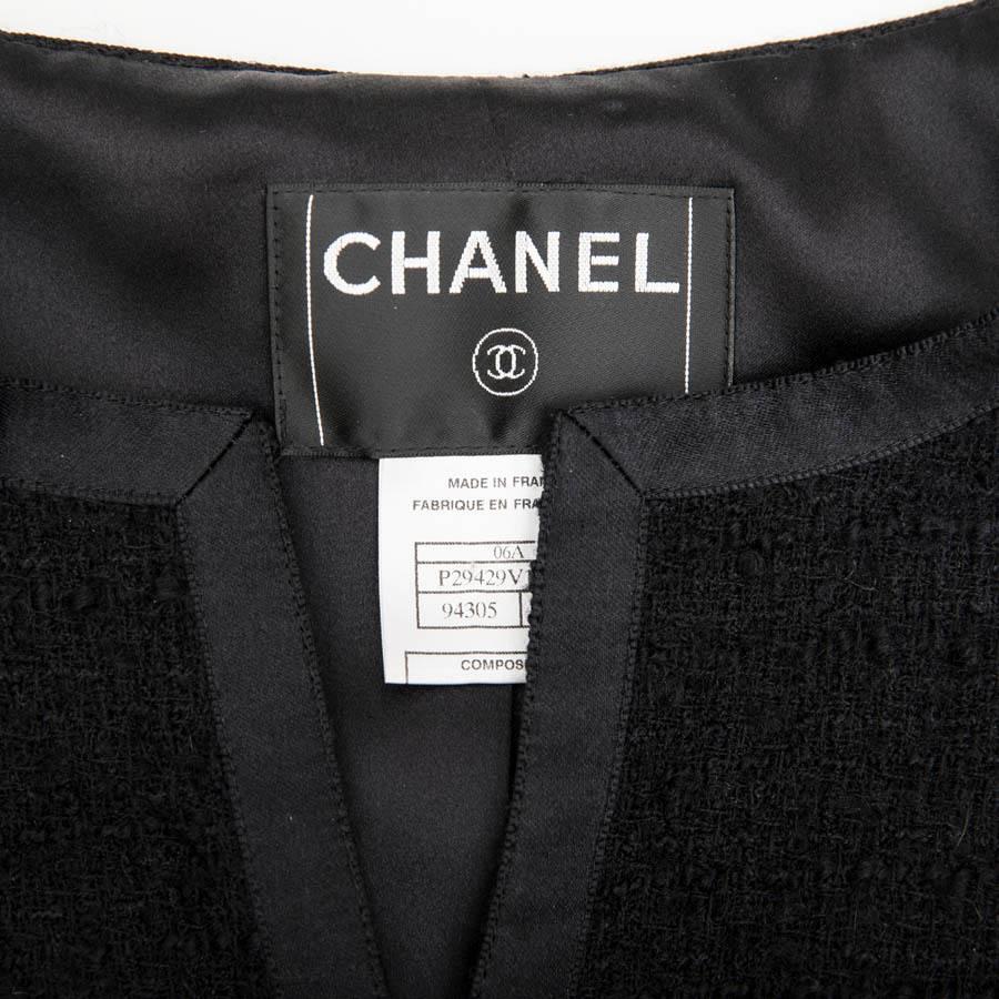 CHANEL Jacket in Black Tweed and Silk Ribbons Size 34EU 4