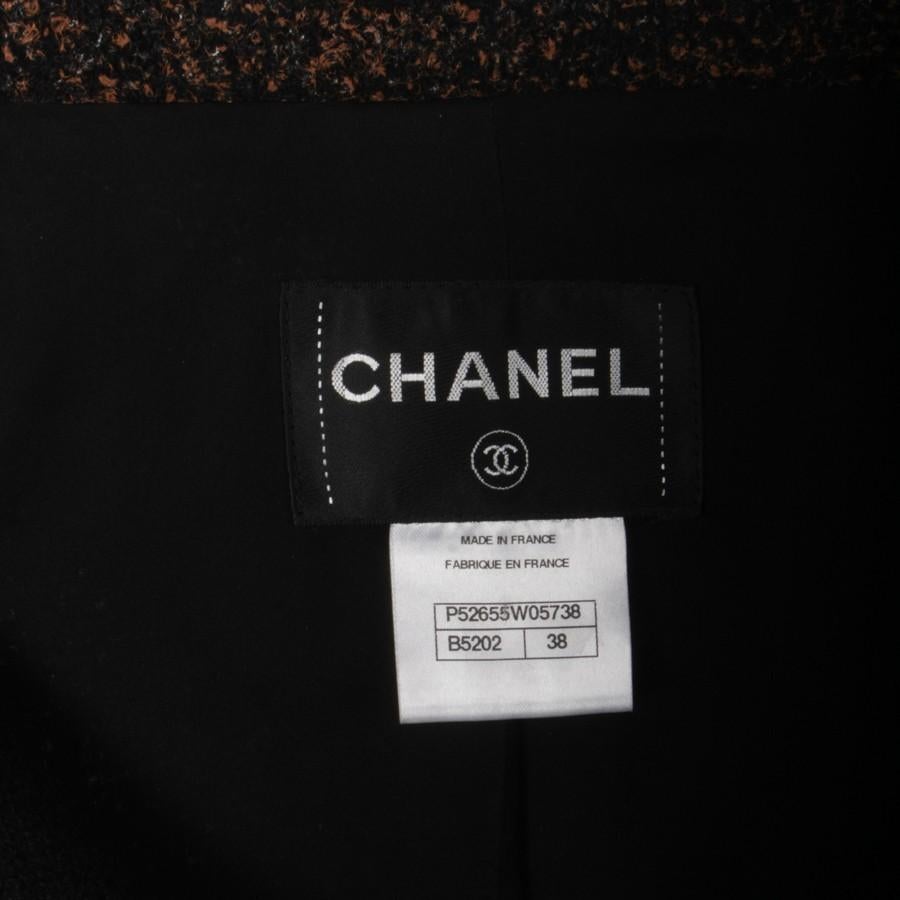 Women's CHANEL Jacket in Brown Tweed and Black Wool Size 38FR For Sale