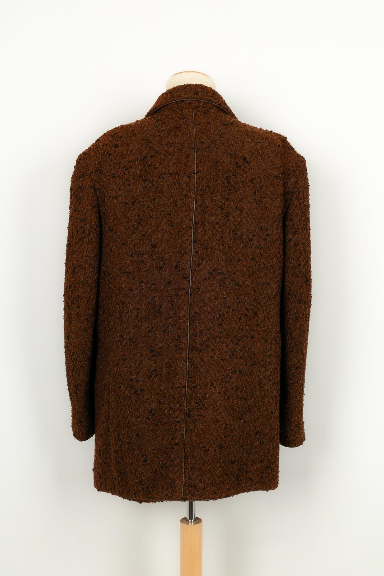 Chanel Jacke aus braunem Woll-Tweed mit Seidenfutter, 1997 im Zustand „Hervorragend“ im Angebot in SAINT-OUEN-SUR-SEINE, FR