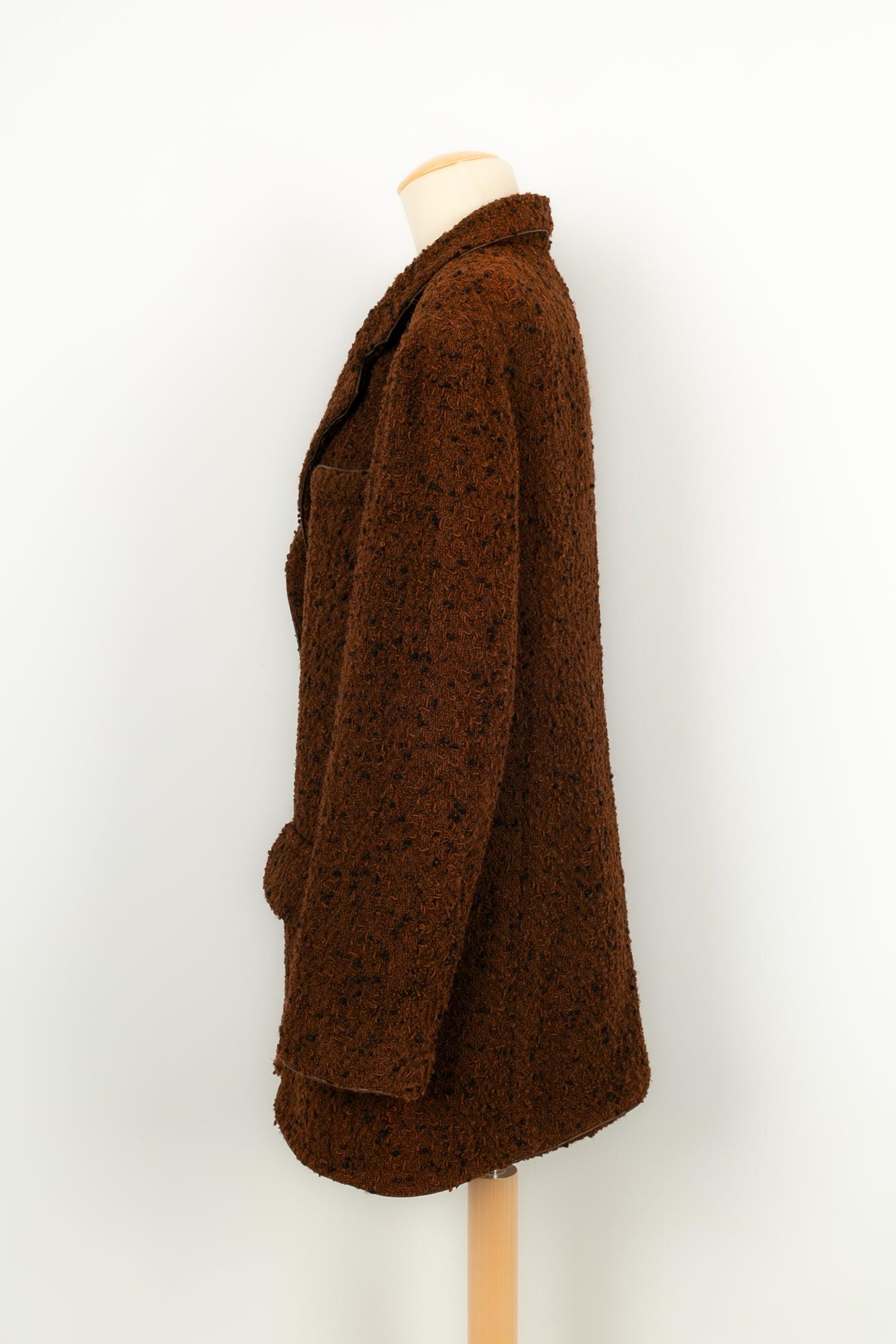 Chanel Jacke aus braunem Woll-Tweed mit Seidenfutter, 1997 Damen im Angebot