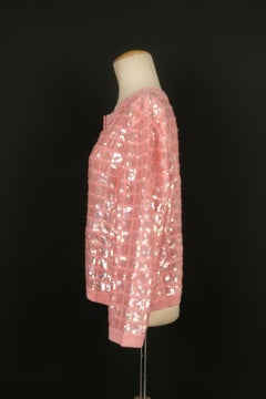Chanel Jacket in Pink Cashmere Gilet Embroidered with Sequins