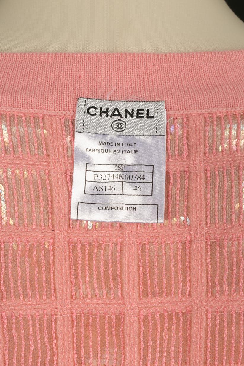 Women's Chanel Jacket in Pink Cashmere Gilet Embroidered with Sequins