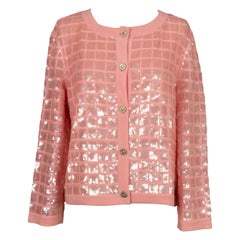 Chanel Jacket in Pink Cashmere Gilet Embroidered with Sequins