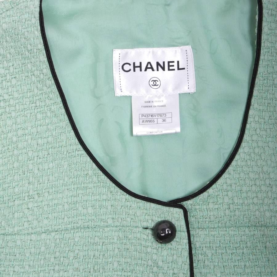 Women's CHANEL Jacket 'Les Fonds Marins' in Green Cotton Tweed Size 36FR For Sale