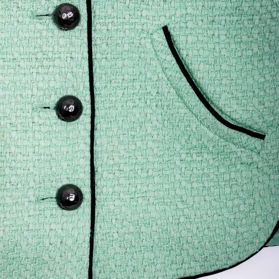 CHANEL Jacket 'Les Fonds Marins' in Green Cotton Tweed Size 36FR For Sale 1