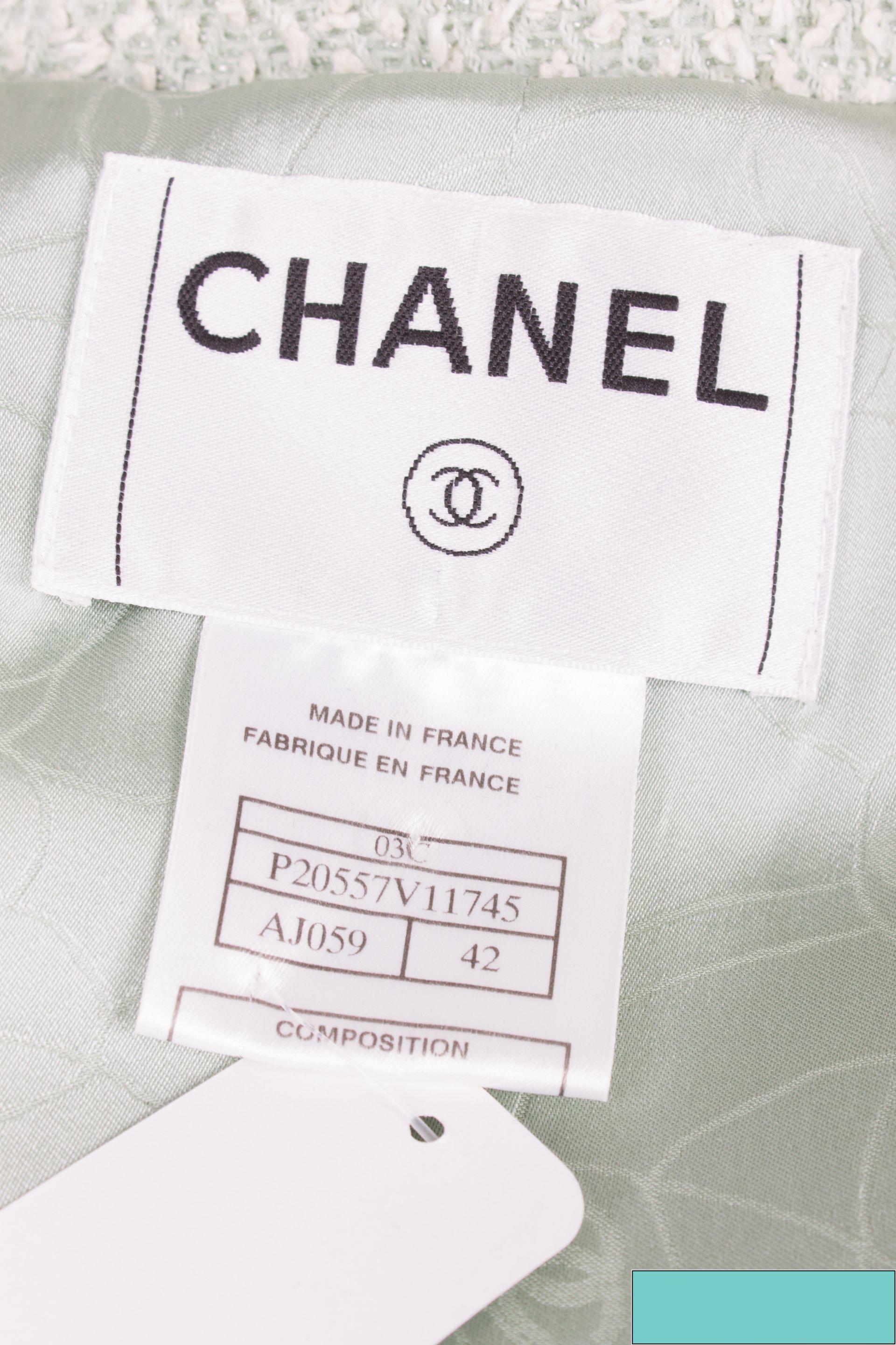 Gray Chanel Jacket - minty green/metallic  For Sale