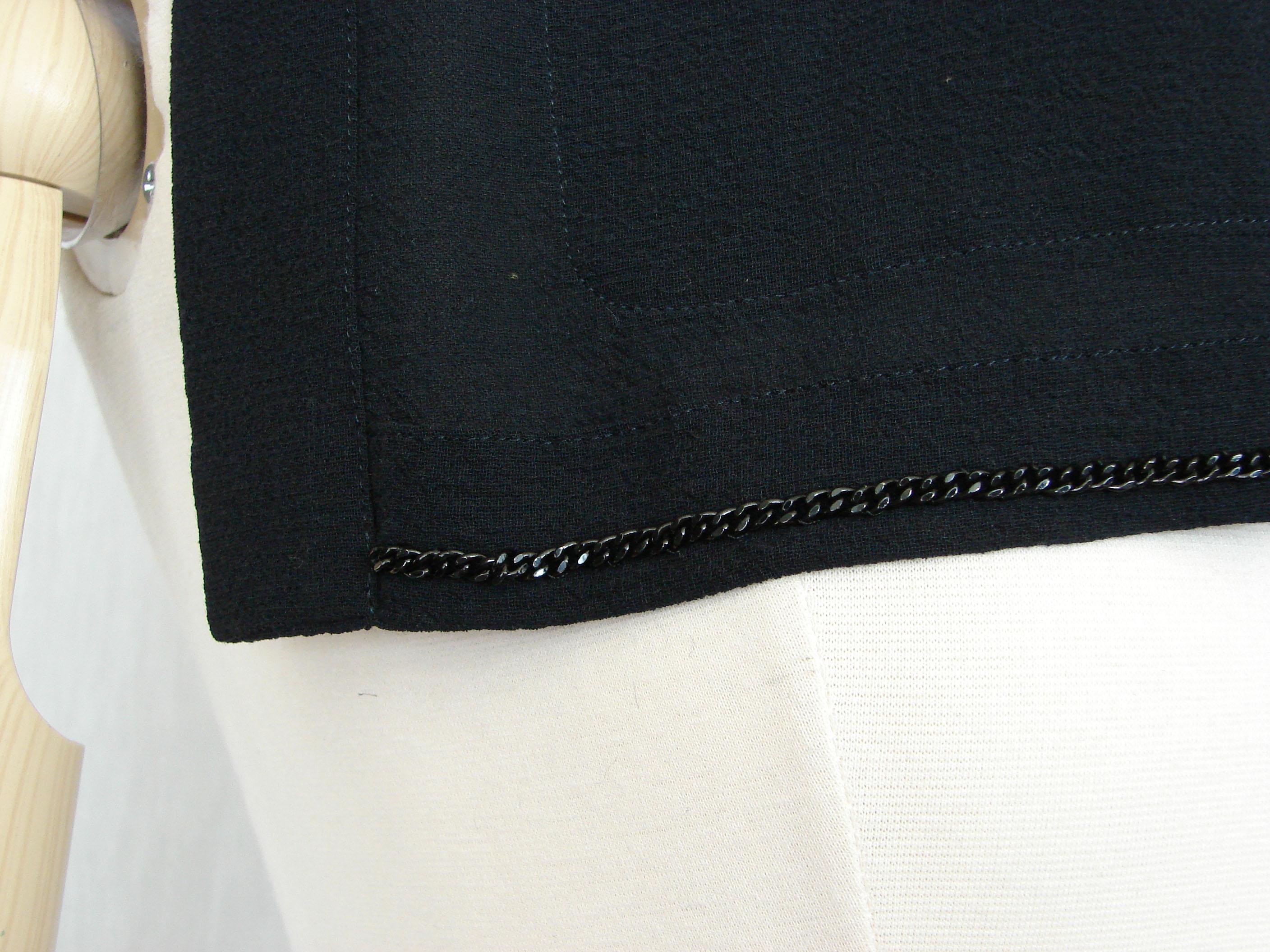 Chanel Jacket + Skirt Suit 2pc Sheer Wool Crepe Button Front Navy Blue 99P Sz 44 For Sale 4