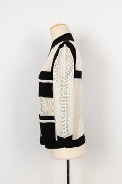 Chanel Jacket-Style Zipped Top in Black and White Mesh