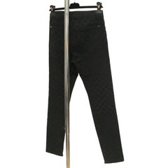 CHANEL Jeans Denim Schwarzes gerades Bein Mid-Rise gesteppt Muster Reißverschluss Gr. 36