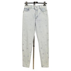 CHANEL Jeans Denim Light Blue Skinny Leg CC Silver High Rise Sz 36 2021 NWT
