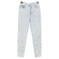 CHANEL Jeans Denim Light Blue Skinny Leg CC Silver High Rise Sz 36 2021 NWT