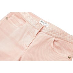 CHANEL Jeans Denim Rosa gerades Bein Mid-Rise CC Logo gesteppte Taschen Gr. 36