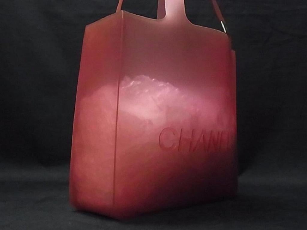 Chanel Jelly Clear Translucent 239716 Pink-red Rubber Tote In Good Condition In Dix hills, NY