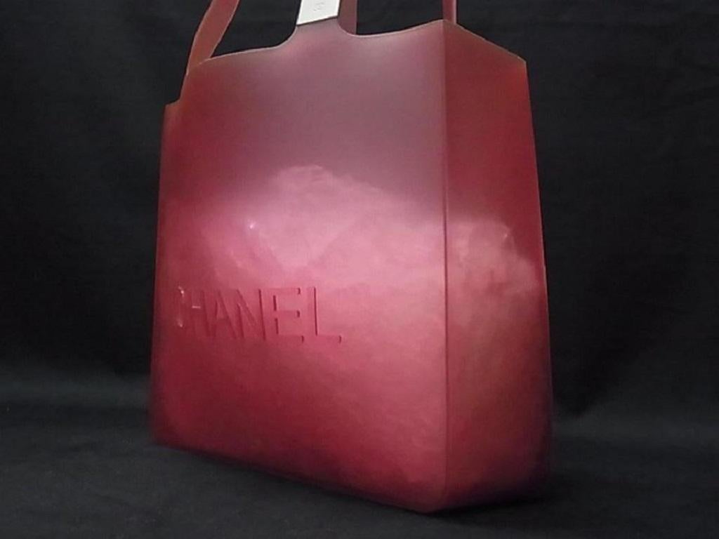 Women's Chanel Jelly Clear Translucent 239716 Pink-red Rubber Tote