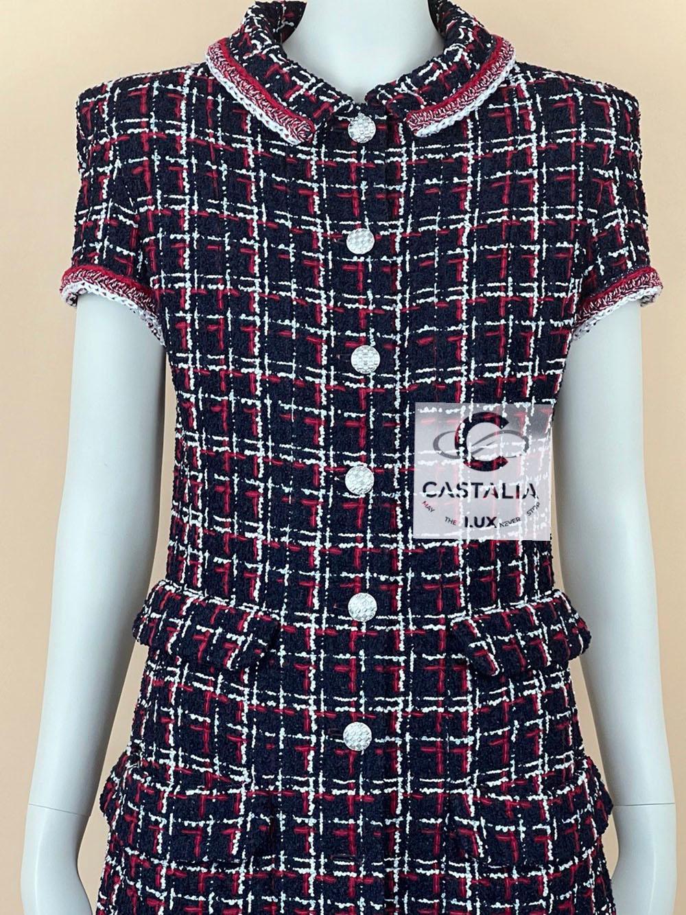 Chanel Jennie Kim Style Check Tweed Dress 34 FR 3