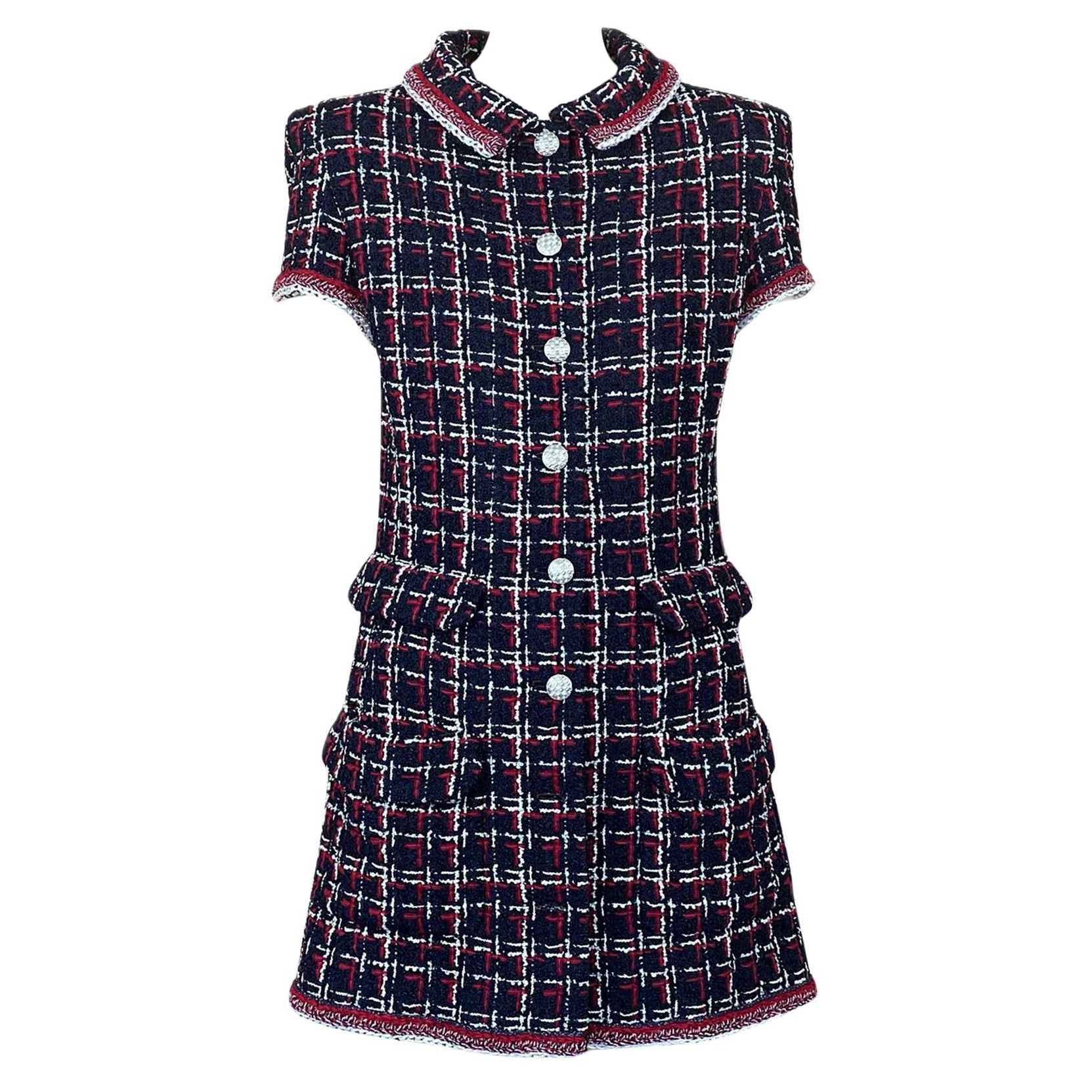 Robe Chanel Jennie Kim style à carreaux en tweed 34 FR