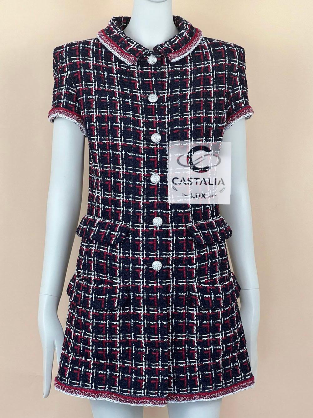 Chanel Jennie Kim Style Check Tweed Dress For Sale 5